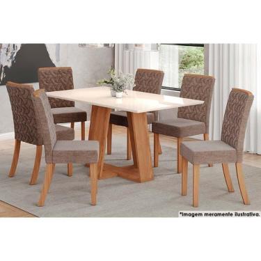 Imagem de Sala De Jantar Lins com Tampo Reto 160x90cm E 6 Cadeiras Esther Nature cacao