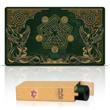 Imagem de Paramint Emerald Phoenix (Stitched) - MTG Playmat - Compatible with Magic The Gathering Playmat - Play MTG, YuGiOh, TCG - Original Play Mat Art Designs & Accessories