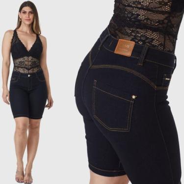 Imagem de Bermuda Jeans HNO Jeans Ciclista Hot Pants Com Elastano Azul Escuro, 3