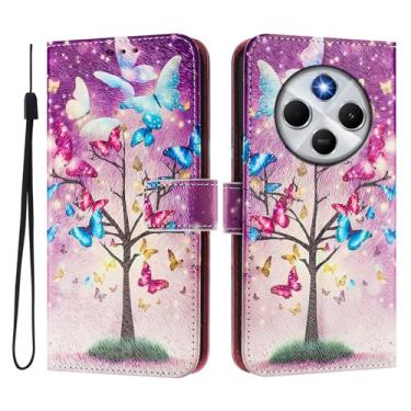 Imagem de Capa carteira para Xiaomi Poco C75, 3 compartimentos para cartão, 1 compartimento para dinheiro, capa flip de couro PU com padrão fofo, capa com fivela magnética à prova de choque, compatível com sem