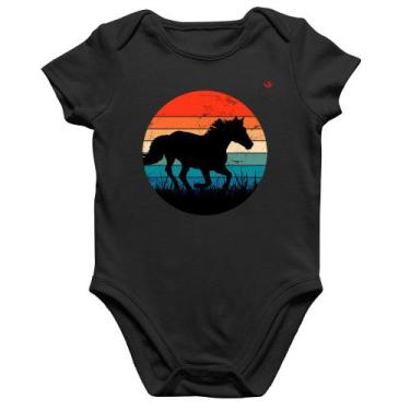 Imagem de Body Bebê Algodão Cavalo Vintage Sunset - Foca na Moda, Preto, P