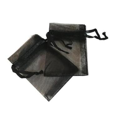 Imagem de 200 Saquinhos de organza preto 7x9 com fita cetim - OKABOX