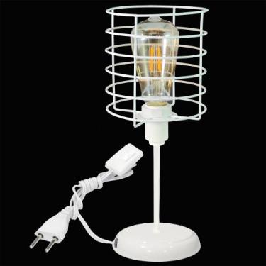 Imagem de Luminária Mesa Abajur Clássico Aramado Chochin Branco P/LED - Jota Ilu