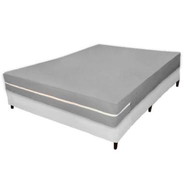 Imagem de Capa para Colchão Queen Cinza em Malha 100% Algodão Alta Gramatura 160