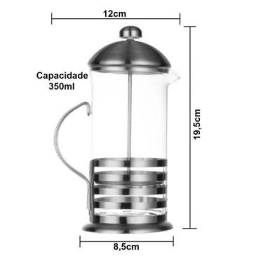Imagem de Cafeteira Francesa Prensa Cremeira Café de Inox e Vidro 350 Ml - Empor