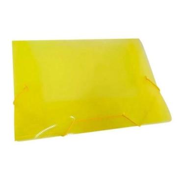 Imagem de Kit 20 Pastas Aba Elásticas Plástica Ofício Fina Amarela Acp