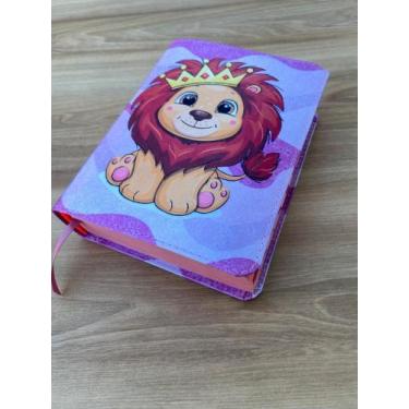 Imagem de Bíblia pequena leaozinho rosa Com Harpa e corinhos E Índice Capa exclu