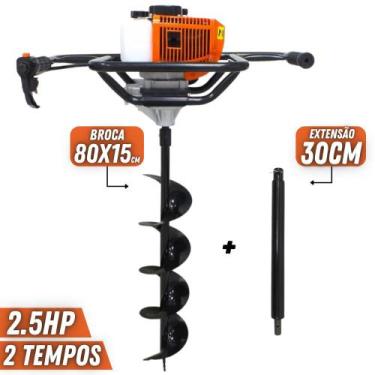 Imagem de KIT Perfurador de Solo Vulcan VPS520-S 2T 52CC 2,5CV com Broca 80x15cm