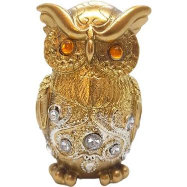 Imagem de Estátua Coruja da Sabedoria Proteção Dourada Decoração Luxo - Flash
