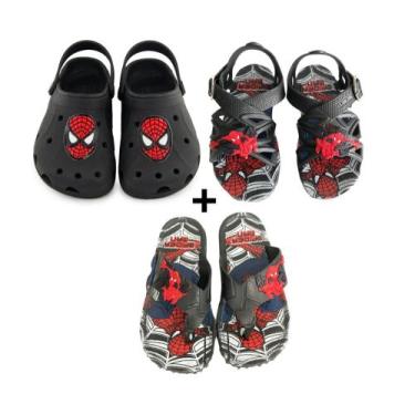Imagem de Kit Infantil Masculino Menino Babuche Chinelo Sandália Personagem Home