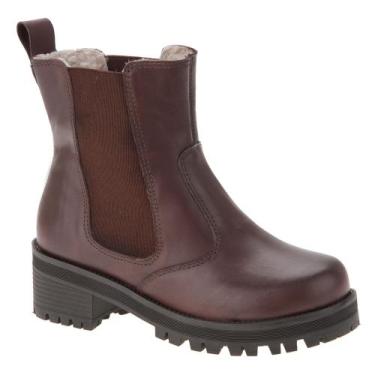 Imagem de Bota Feminina Couro Cano Curto Tratorada Forrada Lã Natural La Botte, 