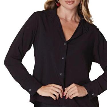 Imagem de Camisas Social Feminina Classica Blusa Lisa Com Manga Longa-Feminino