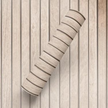 Imagem de Papel de Parede Adesivo Estilo Madeira Ripas Bege - BAZAR DOS QUADROS,