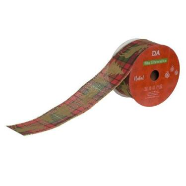 Imagem de Fita Aramada Xadrez C/ Costura Colorido 6,3cmx9,14m - D. E. A. D. A.