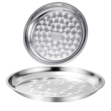 Imagem de Bandeja Inox Redonda Multiuso Garçom Bar Restaurante 35 Cm