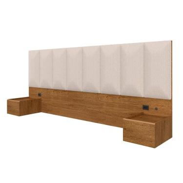 Imagem de Cabeceira Suspensa Cama Queen Bulgária C/led Fre/bouclé Off White - Ma