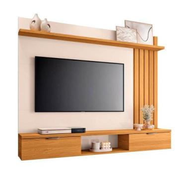 Imagem de Painel para TV até 55" com 2 Portas 1 Prateleira com Detalhe Ripado na