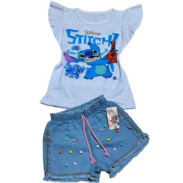 Imagem de Conjunto jeans infantil  stitch alegria - mc moda kids, P VESTE 1/3 AN