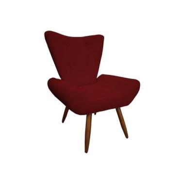 Imagem de Poltrona Decorativa Emilia Suede Marsala Pés Madeira Mz Decor - Mazzer