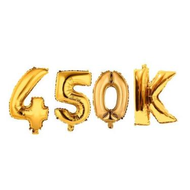Imagem de Balão Metalizado 450k Comemoração Números Grandes 1m Dourado - RT