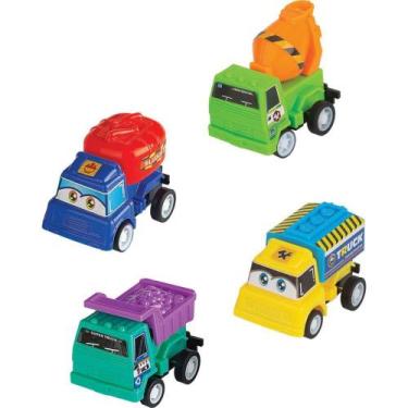 Imagem de Conjunto Carrinho a Fricção Mini Velozes TRUCKS com 4 Unidades - Brask