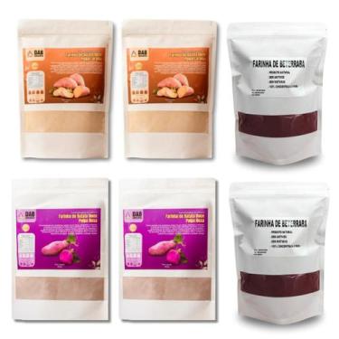 Imagem de Kit 6 Un Farinha Batata Doce Polpa Laranja, Roxa e Beterraba Pó 2.8kg 