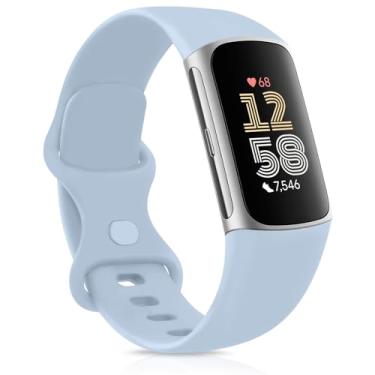 Imagem de Meliya Pulseiras esportivas de substituição para Fitbit Charge 6/Charge 5 (azul claro, grande)