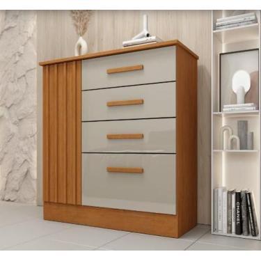 Imagem de Cômoda Guarani Porta Ripada Tcil Móveis - Cinamomo/Off White