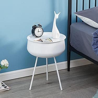 Imagem de Mesa de cabeceira de ferro, prateleira simples, cabeceira de quarto, ideias de armário de mesa, mesa de cabeceira para armário e gaveta, mesa de cabeceira de grande capacidade para quarto 46 x 46 x 35