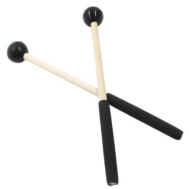 Imagem de Bonsicoky Marretas de percussão de 20 cm com cabeça e alça de borracha, maletes de tambor de madeira para xilofone, glockenspiel, preto