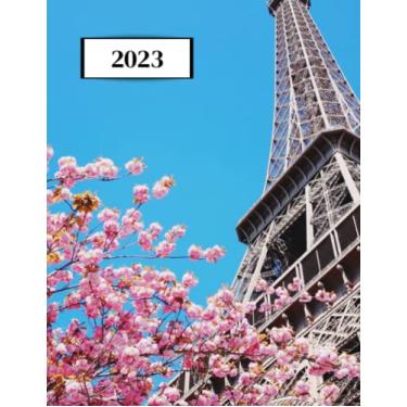 Imagem de 2023: Agenda semainier au format A4 - Année civile (Janvier à Décembre 2023) - Intervalles d'1h (7h-22h) - Contacts, jours fériés, mots de passe, ... - Une semaine sur deux pages