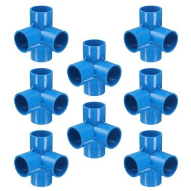 Imagem de HARFINGTON 8 peças de acessórios de tubo de PVC de 4 vias conector de tubo de cotovelo de 3,5 cm de grau de construção de móveis acoplamento de tubo de 90 graus acessórios de cotovelo para esgoto