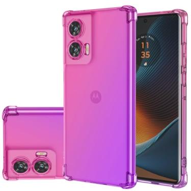 Imagem de Gufuwo Capa para Moto Edge 50 Fusion, capa fofa para Motorola Edge 50 Fusion para meninas, capa protetora de TPU macio antiarranhões gradiente à prova de choque para Motorola Edge 50 Fusion 5G