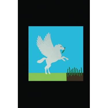 Imagem de PEGASUS EATING ASPARAGUS Notebook: LINED paper, 120 page 6”x9” wide/legal ruled composition pad with POP ART cover for school, college, English, ... people who like to stay between the lines: