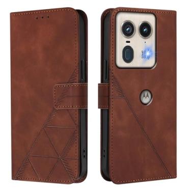 Imagem de Asdsinfor Capa flip para Moto Edge 50 Neo couro sintético carteira coldre com suporte para cartões fecho magnético à prova de choque Folio Protect Cover para Motorola Edge 50 Neo. Marrom YBS