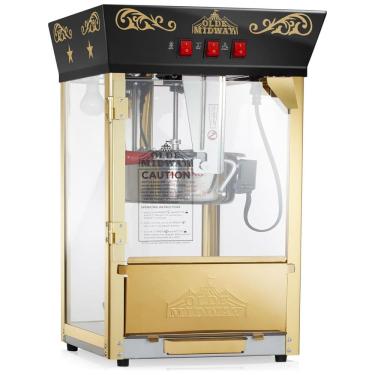 Imagem de Pipoqueira Elétrica de Bancada Estilo Cinema com Chaleira de 295g e Capacidade 4L, 850w, Olde Midway Vintage, Preta