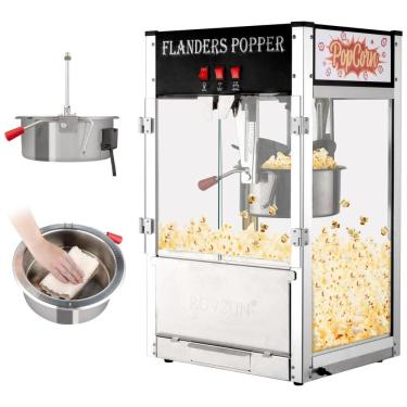 Imagem de Pipoqueira Elétrica Faz até 18,4 kg de Pipoca com Panela de 340g, Colher de Aço Inoxidável, Colher de Óleo e 3 Copos de Pipoca, ROVSUN, Preta