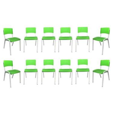 Imagem de Kit 12 Cadeiras Iso Infantil Verde Limão Brinquedoteca Escola Igreja C