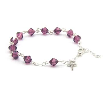 Imagem de Pulseira pequena de rosário católico de cristal austríaco para primeira comunhão/eucaristia ou reconciliação/confissão. Um presente significativo e bonito para ocasiões especiais., One Size, Cristal,