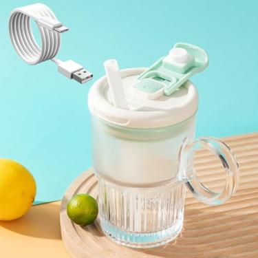 Imagem de Copo de caneca de agitação automática, copo elétrico de mistura de alta velocidade, copo de café de viagem de vidro à prova d'água com palha, shakes de proteína, caneca de café de mistura elétrica