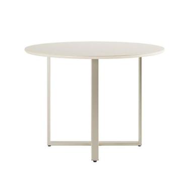 Imagem de Mesa de Jantar Redonda com Tampo de Vidro Arcadia Off White e Champagn