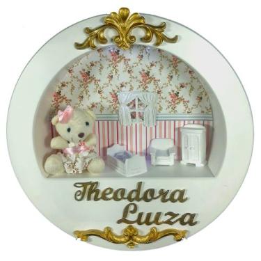 Imagem de Enfeite Porta Maternidade Cenário Nicho Led + nome - JARDIM BRANCO FLO