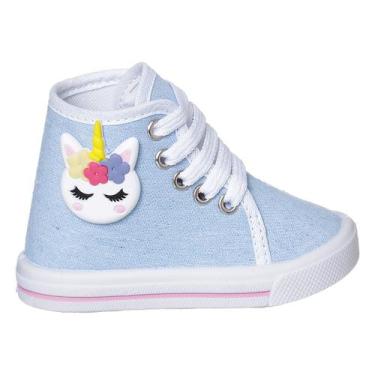 Imagem de Tênis Cano Alto Infantil para Meninas Delicado com Desenho Unicornio -