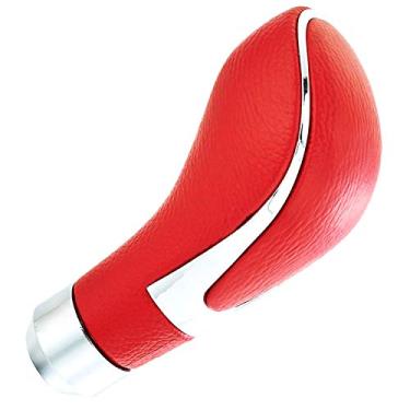 Imagem de Maçaneta de câmbio de couro Lunsom tipo R universal alça de engrenagem alça de câmbio alça de câmbio cabeça acessório de veículo serve para a maioria dos carros manuais de transmissão automática, Red