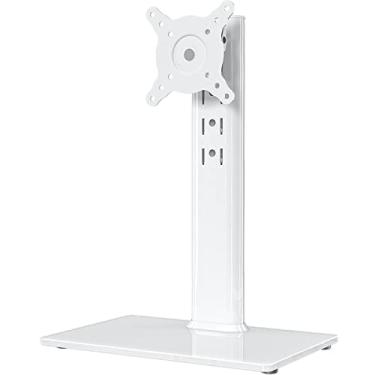 Imagem de Hemudu Single LCD Computer Monitor Free-Standing Desk Stand Riser for 13 inch to 32 inch Screen with Swivel, Height Adjustable, Rotation, Holds One (1) Screen up to 77Lbs(HT05W-001) White