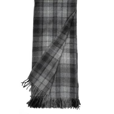 Imagem de Briomhar Cobertor xadrez tartan - cobertor de lã escocesa, cobertor quente grosso com bordas com franjas 152 x 177 cm (cinza buchanan)