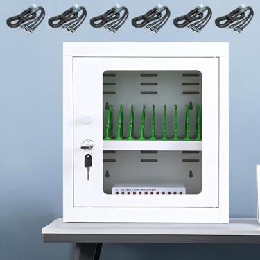 Imagem de Organizador de estação de carregamento de celular, armário de carregamento de celular/tablet com trava e rodas, estação de carregamento USB para celular, para salas de aula/clubes de ginástica/es