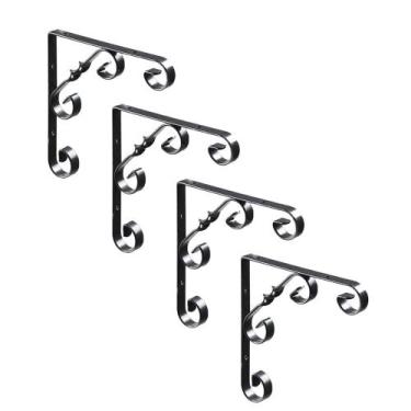 Imagem de Kit 4 Und Mão Francesa Colonial 20Cm em Aço Preto Multivisão