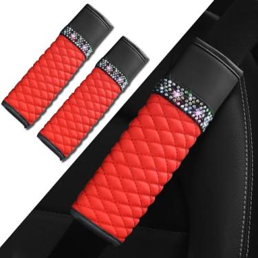 Imagem de Piburth Capa de cinto de segurança de carro com 2 peças, almofadas de ombro de couro respirável protegem seu pescoço, alças de arnês para uma condução mais confortável, acessórios de carro compatíveis