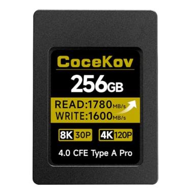 Imagem de CoceKov Cartão de memória CFexpress 4.0 tipo A de 256 GB, leitura de 1780 MB/s e gravação de 1600 MB/s para gravação de vídeo RAW 4K 120P/8K 30P compatível com câmeras Sony a1/a7S III/FX3/a7m4/Alpha